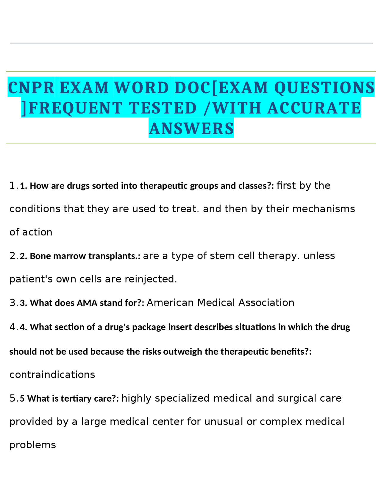 CNPR EXAM WORD DOC[EXAM QUESTIONS ]FREQUENT TESTED /WITH ACCURATE ...