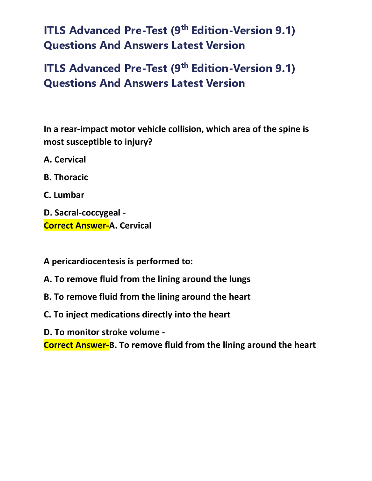 ITLS 英語版　Ninth Edition International Trauma Life Support for Emergency Care