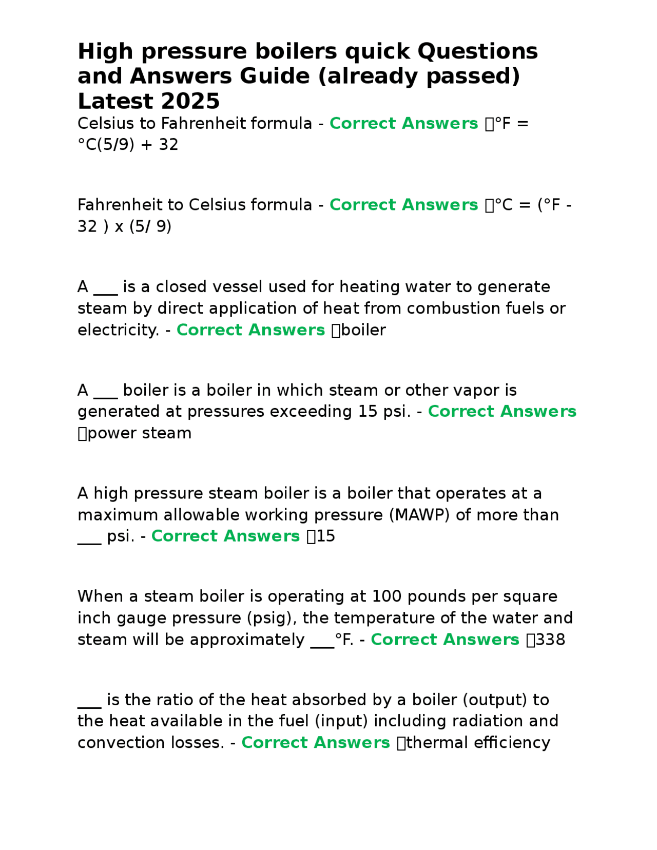 High Pressure Boilers: Quick Questions and Answers Guide | Exams ...