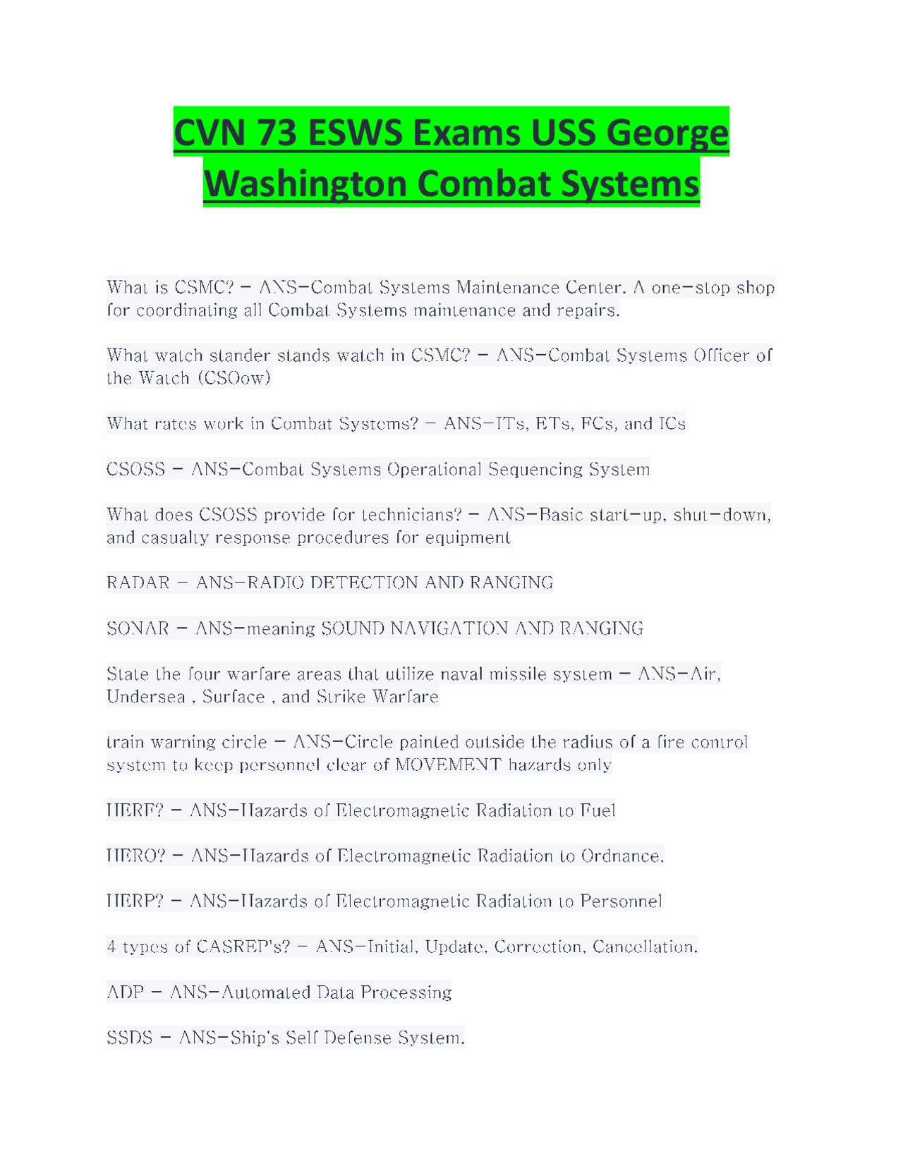 Combat Machines Document Combat Systems Maintenance and Operations: A Guide to Naval Warfare ...