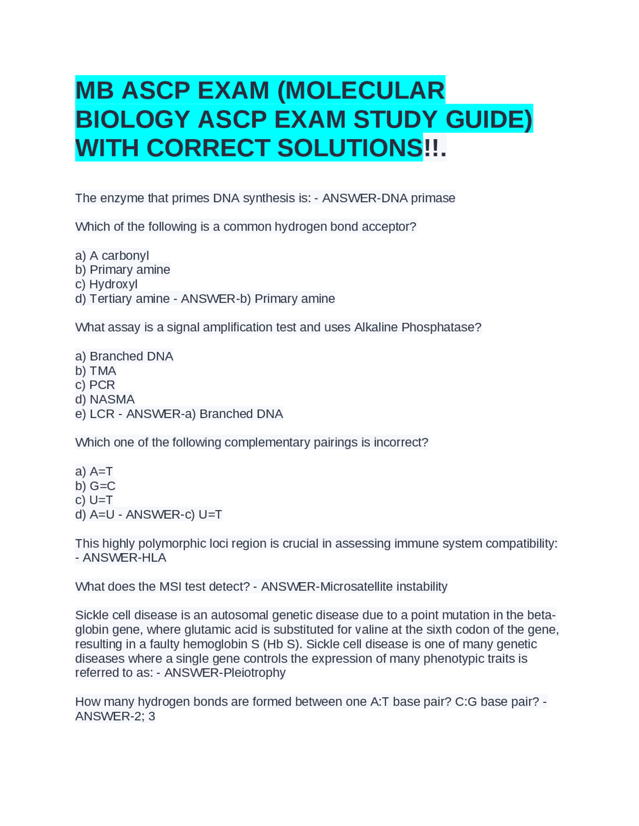 MB ASCP Exam Study Guide: Molecular Biology Concepts and Applications | Exams Molecular biology ...