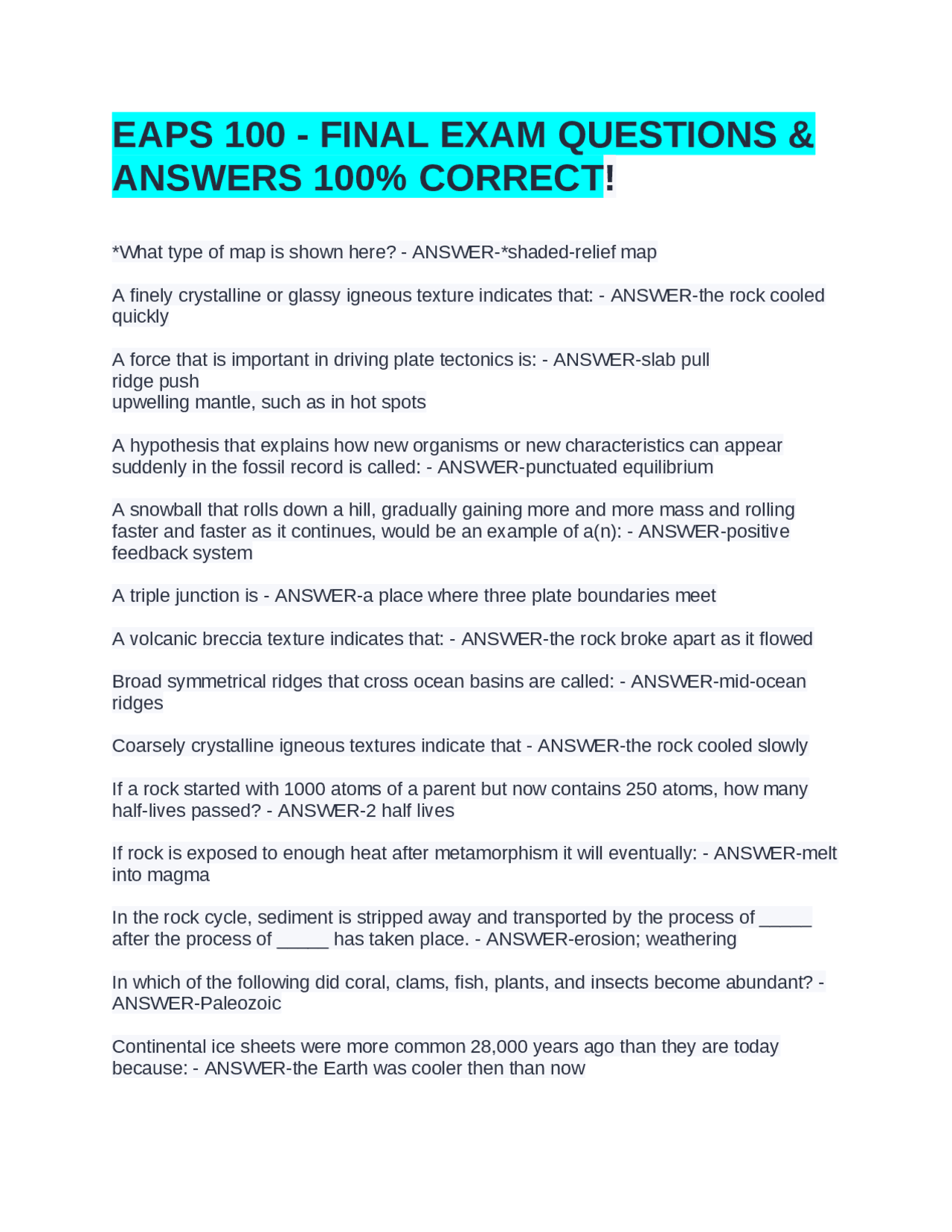 EAPS 100 - FINAL EXAM QUESTIONS & ANSWERS 100% CORRECT! | Exams ...