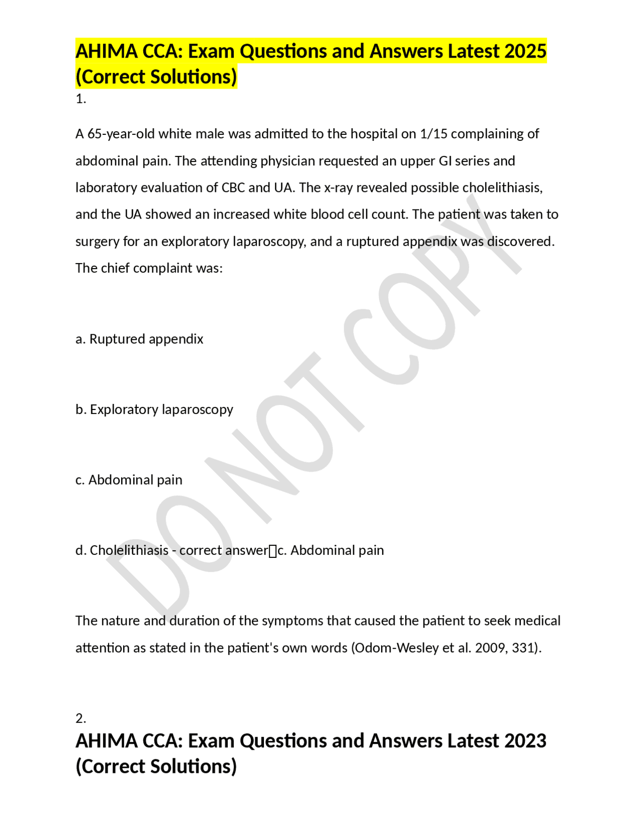 AHIMA CCA: Exam Questions and Answers Latest 2025 (Correct Solutions ...