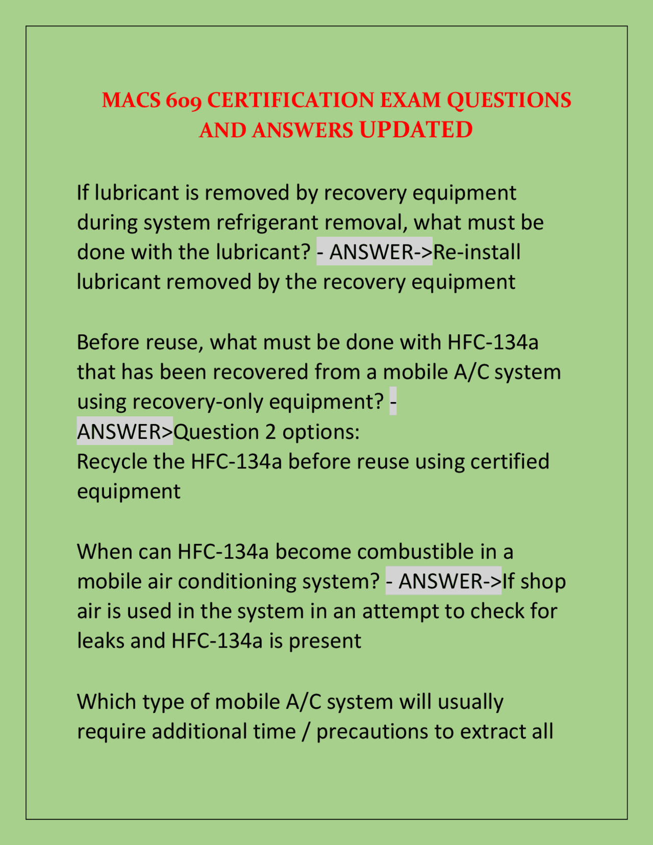 MACS 609 Certification Exam Questions and Answers | Exams Nursing | Docsity