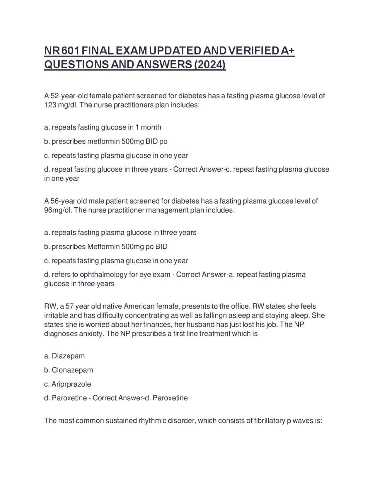 NR 601 FINAL EXAM UPDATED AND VERIFIED A+ QUESTIONS AND ANSWERS (2024 ...