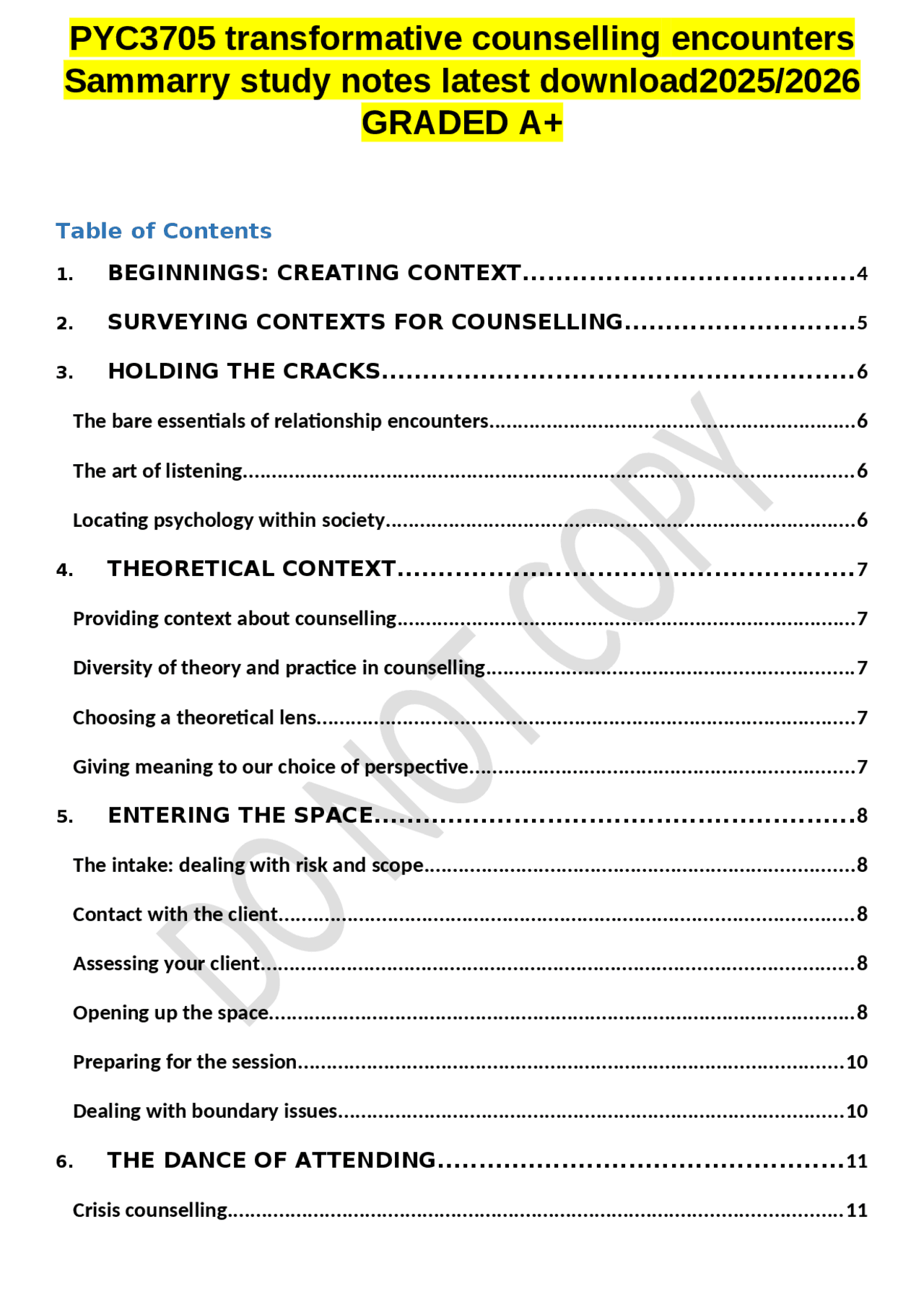 Transformative Counselling Encounters: Study Notes for PYC3705 | Exams ...