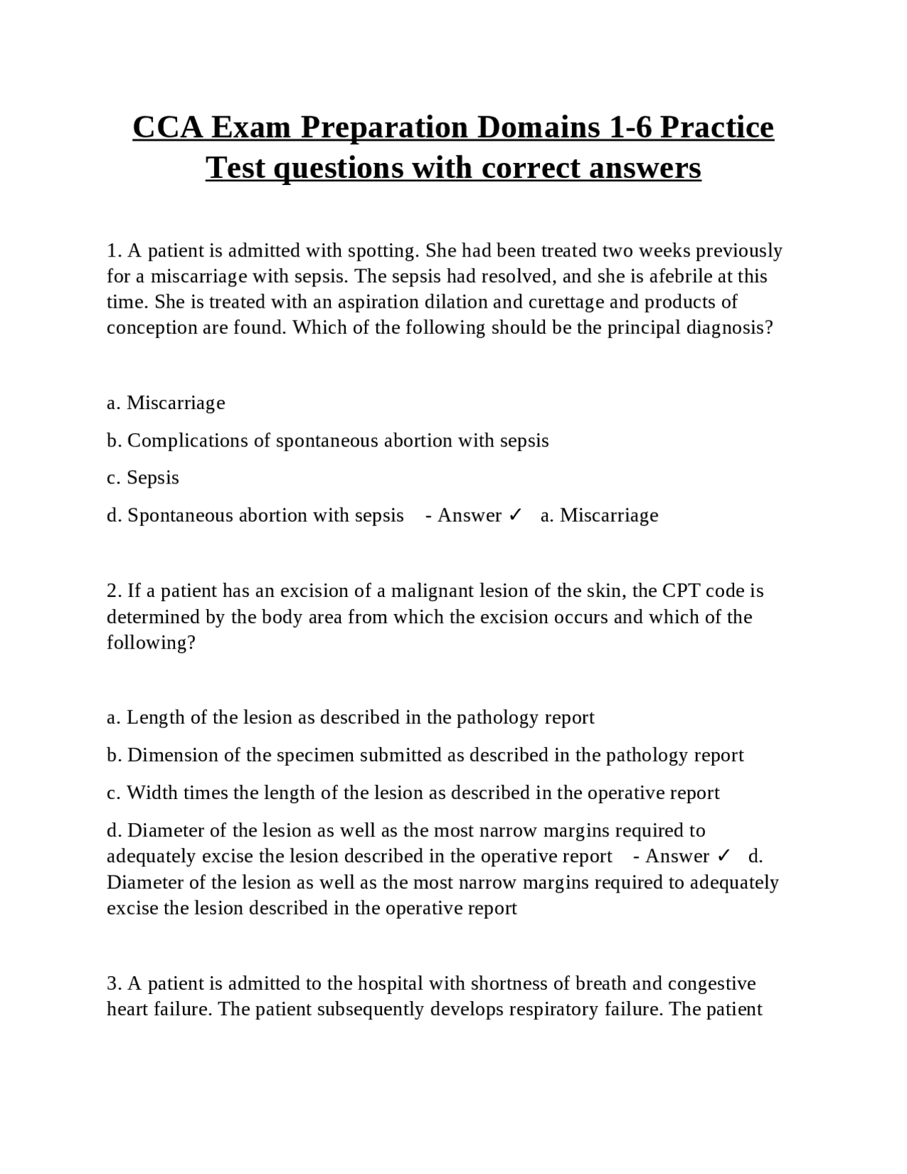 CCA Exam Preparation Domains 1-6 Practice Test questions with correct ...