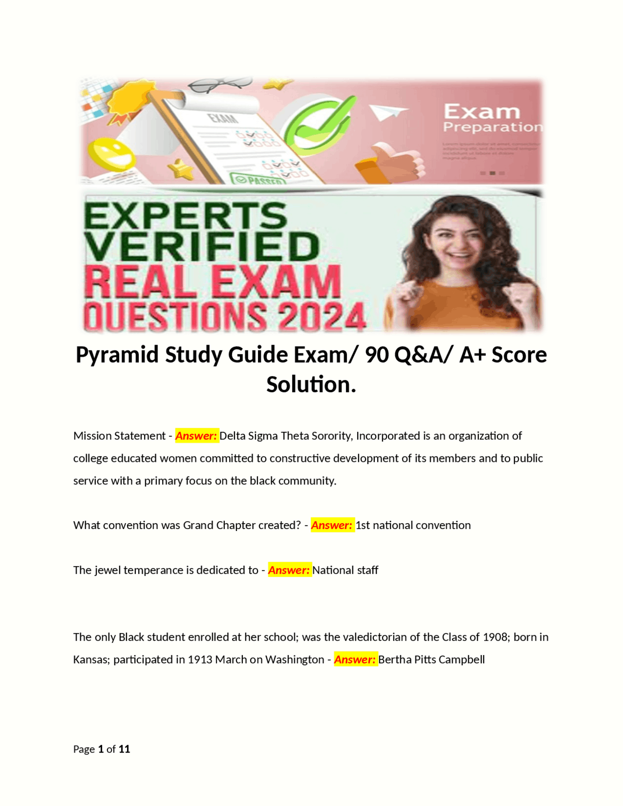 Pyramid Study Guide Exam/ 90 Q&A/ A+ Score Solution. | Exams Nursing ...