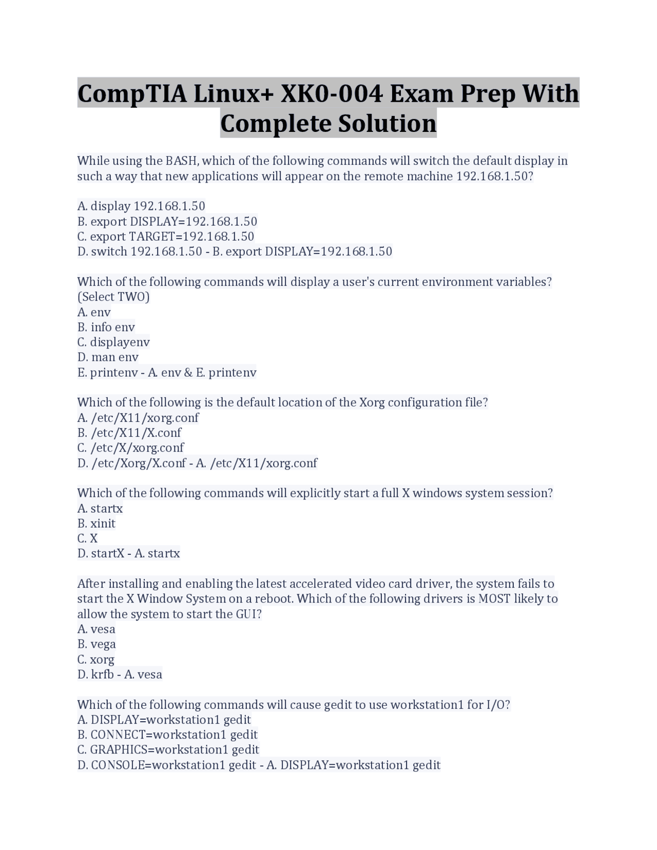 CompTIA Linux+ XK0-004 Exam Prep: Practice Questions and Answers ...