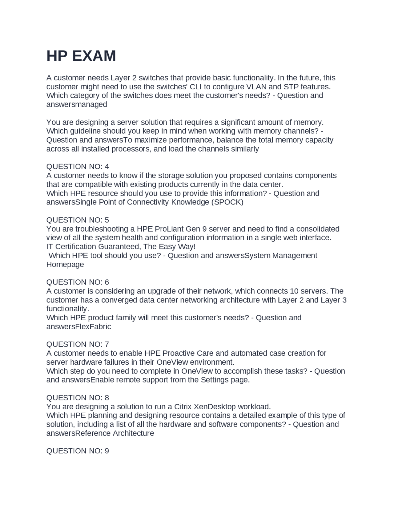 HP Server and Networking Solutions: Questions and Answers | Exams ...