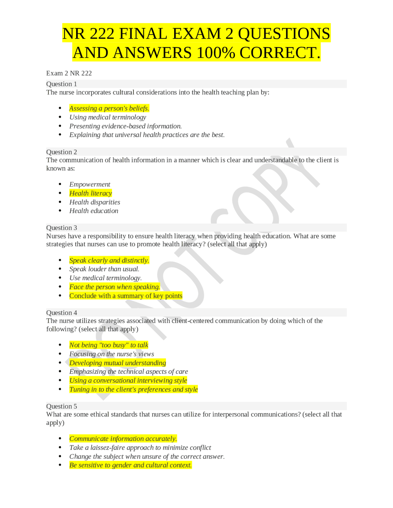 NR 222 FINAL EXAM 2 QUESTIONS AND ANSWERS 100% CORRECT. | Exams Nursing ...