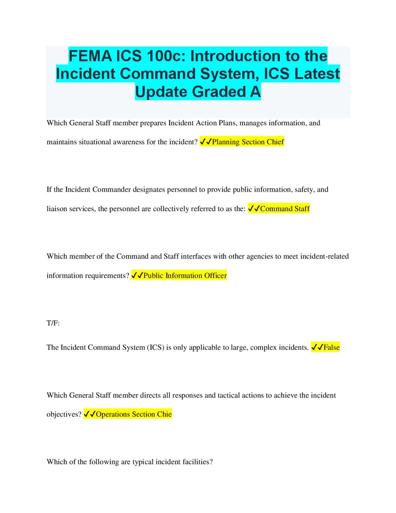 FEMA ICS 100c: Introduction to the Incident Command System, ICS 