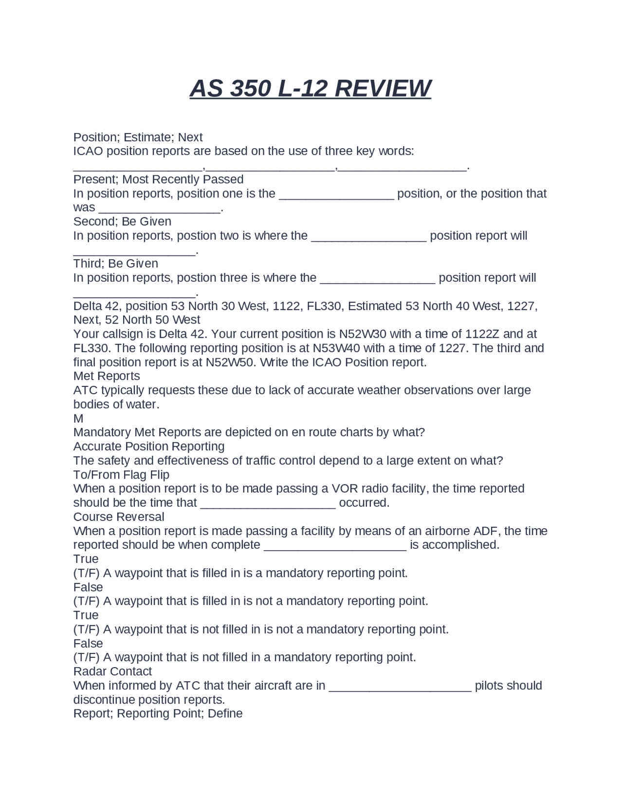 ICAO Position Reports and Communication Systems in Aviation | Exams ...