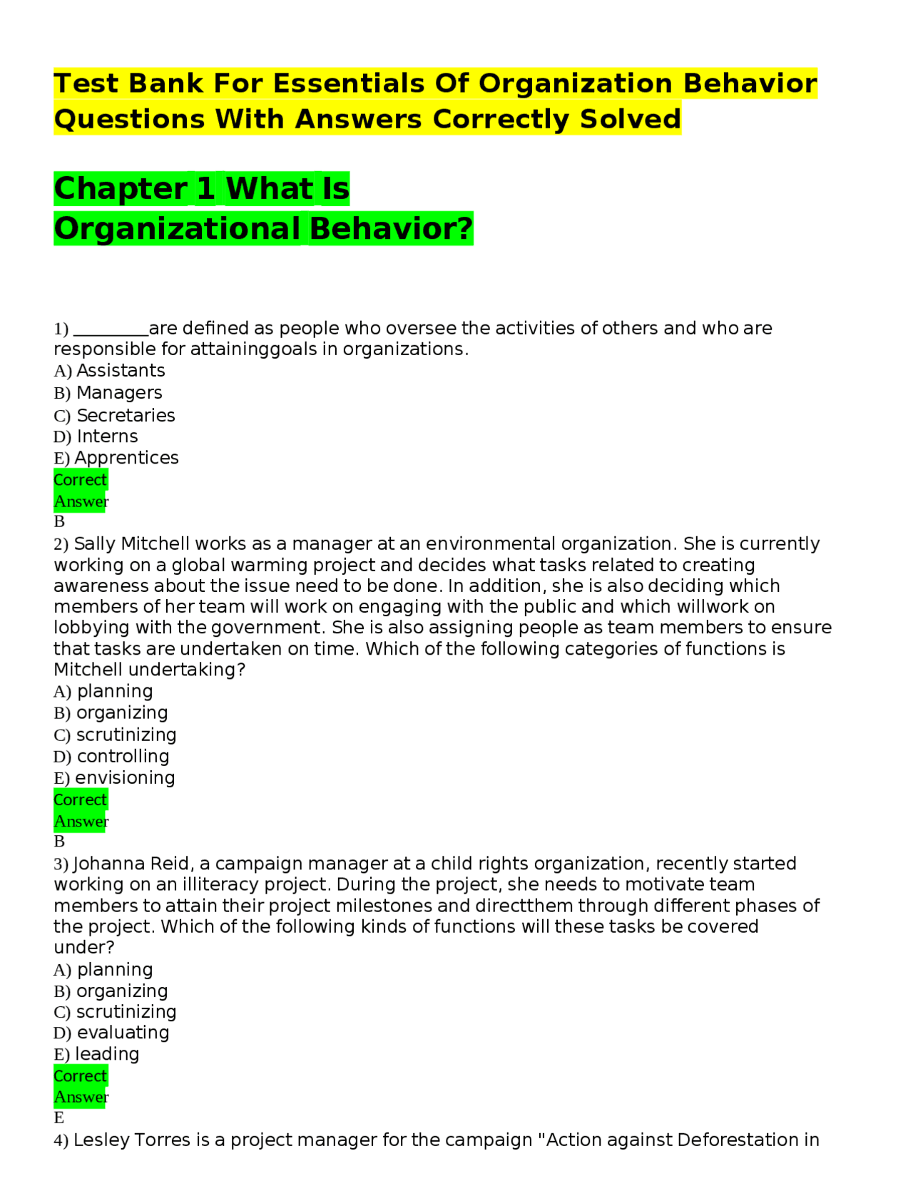 Essentials of Organizational Behavior: Chapter 1 - What is OB? | Exams ...