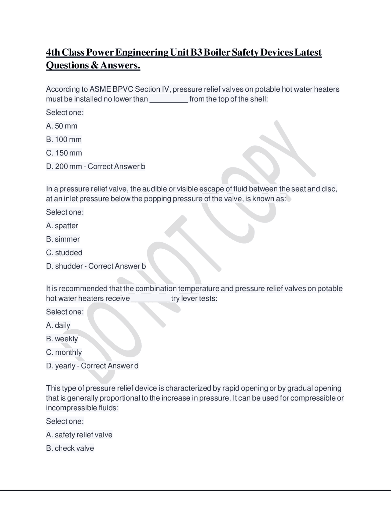 4th Class Power Engineering Unit B3 Boiler Safety Devices Latest ...
