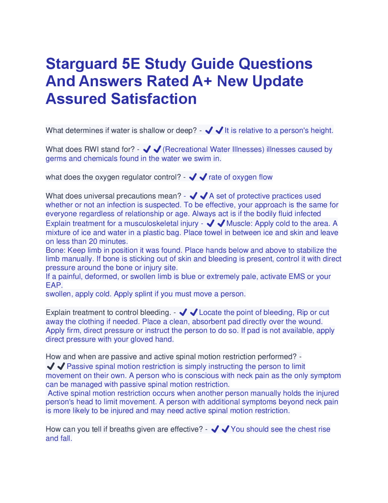 Cast Guard Study Guide Starguard 5E Study Guide: Questions and Answers | Exams Advanced ...