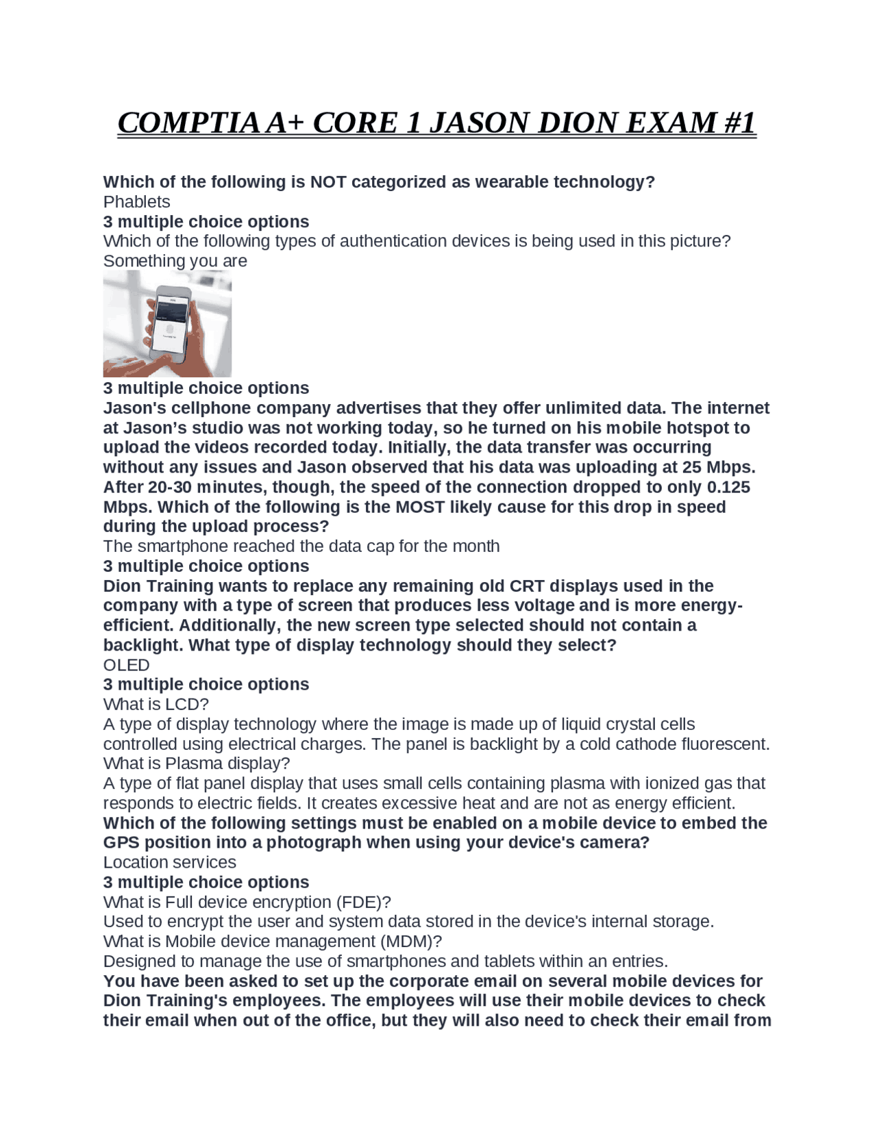 COMPTIA A CORE 1 PRACTICE EXAM visual data 5