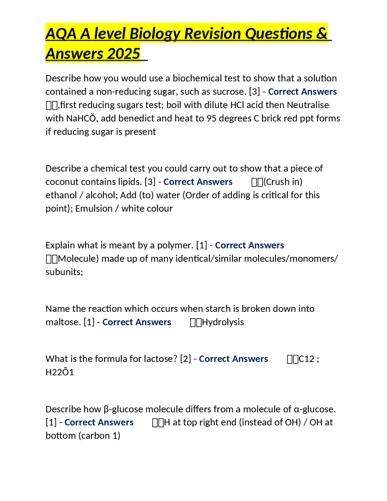 AQA A level Biology Revision Questions & Answers 2025 | Exams Nursing ...