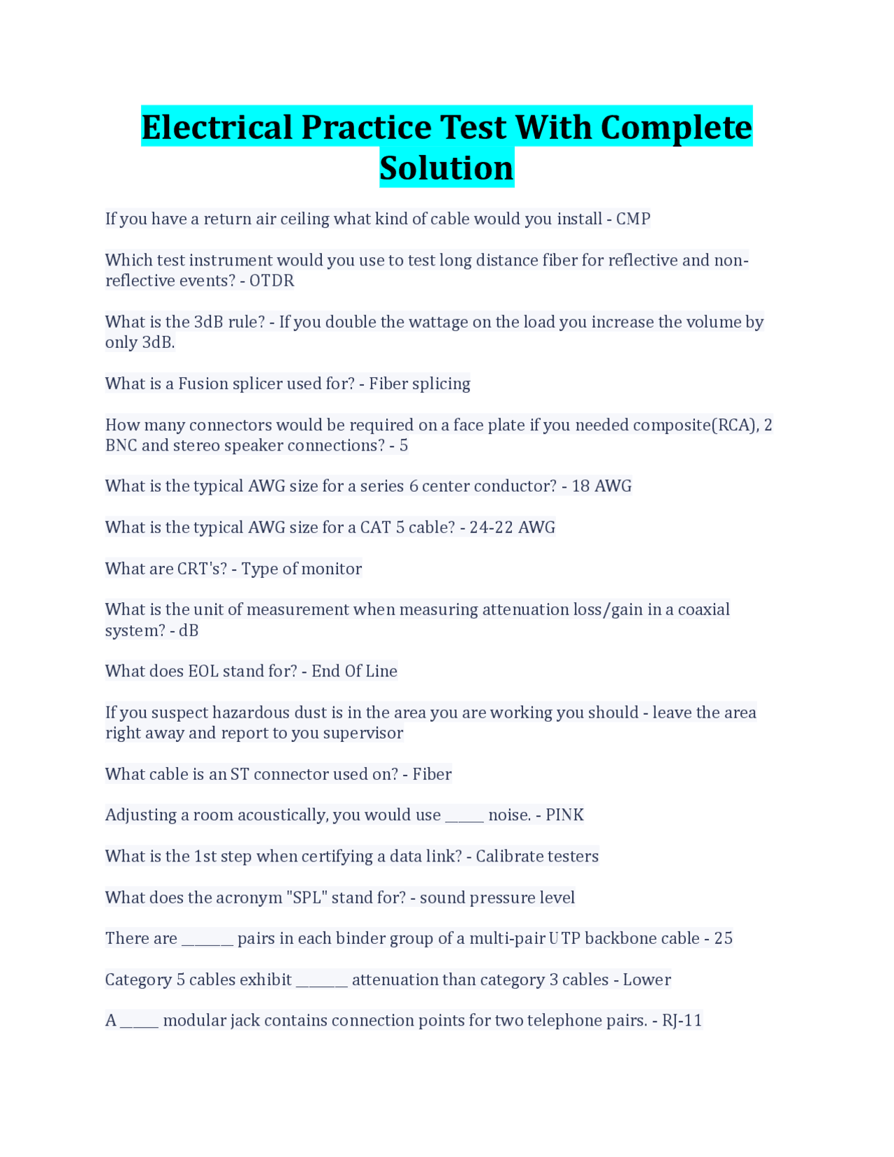 ELECTRICAL APPRENTICE PRACTICE TEST visual data 8