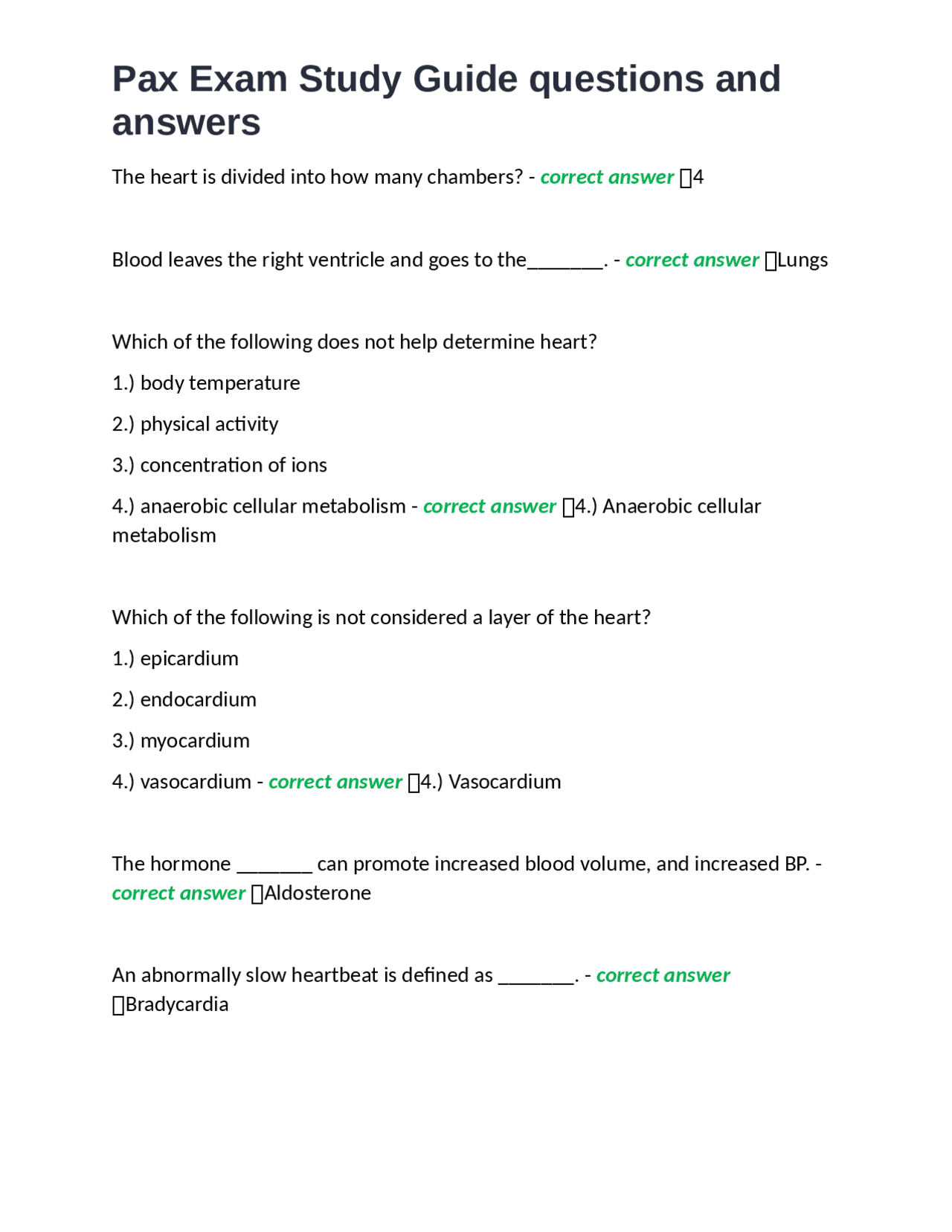 Pax Questions Chapter 6 Pax Exam Study Guide: Biology and Chemistry Questions and Answers ...
