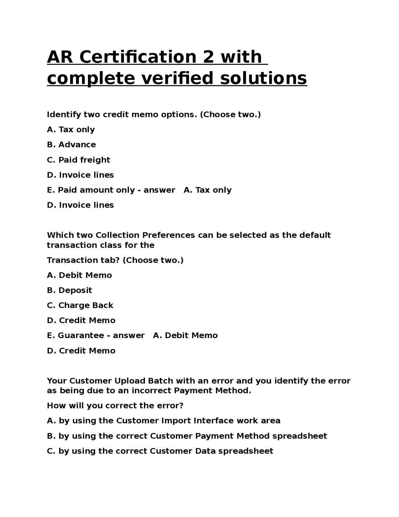 AR Certification 2 with complete verified solutions | Exams Molecular ...