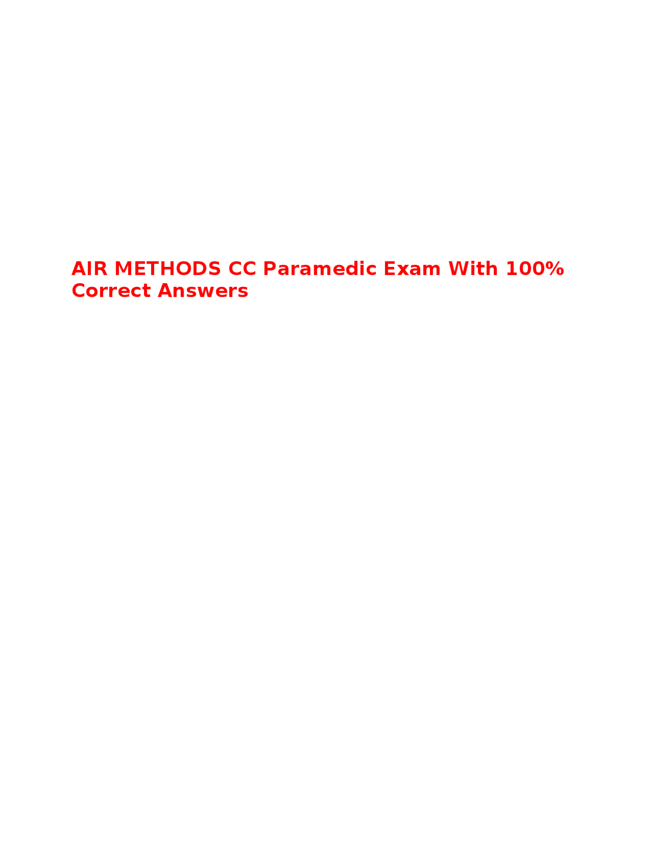 Paramedic Exam Questions and Answers: A Comprehensive Guide to ...