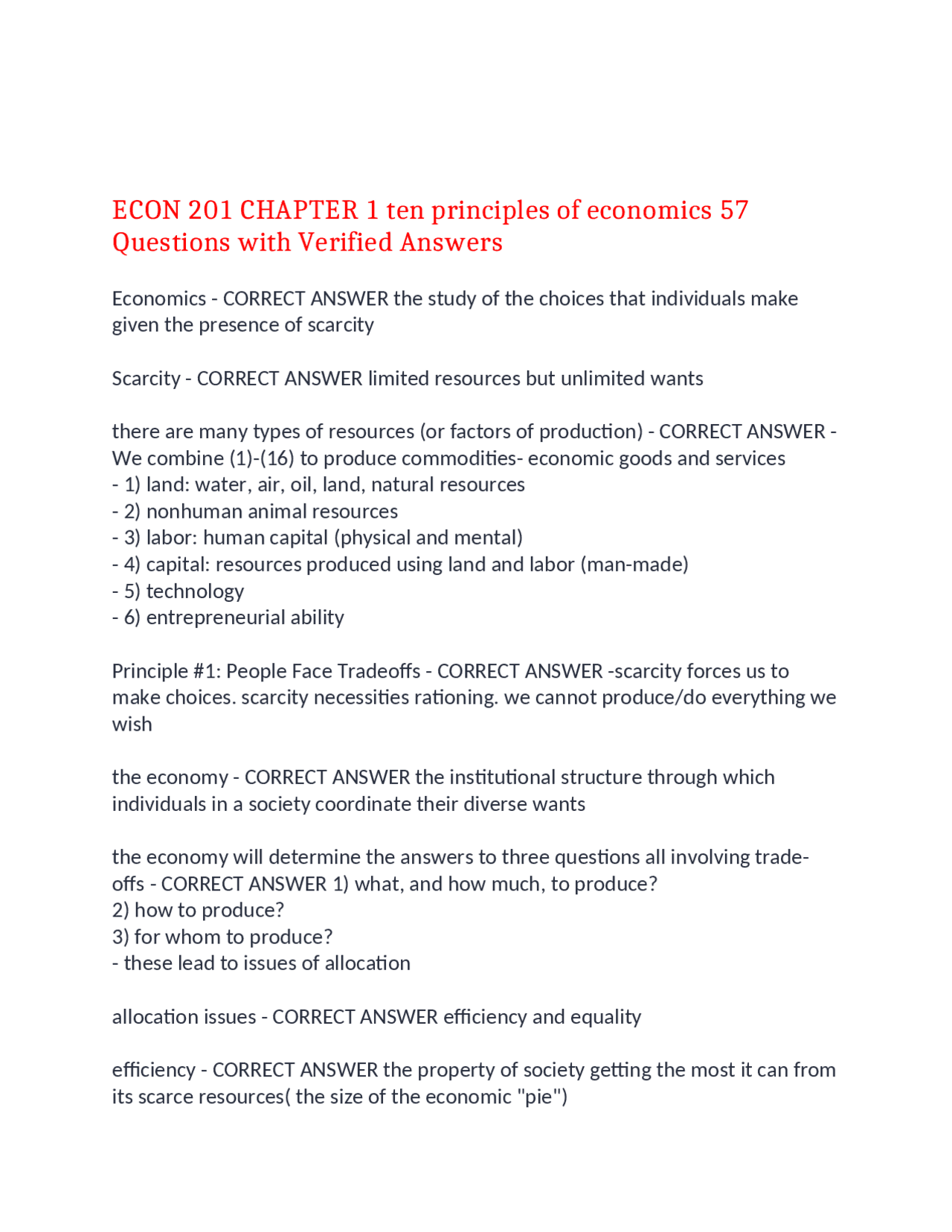 ECON 201 CHAPTER 1 ten principles of economics 57 Questions with ...