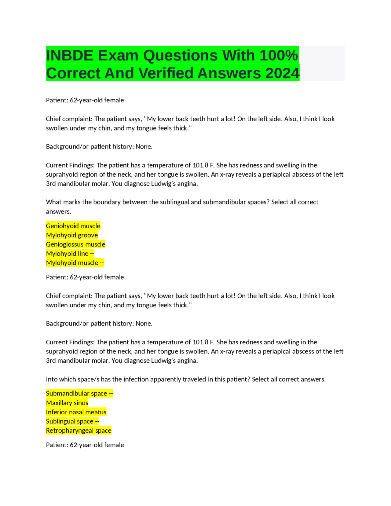 INBDE Exam Questions and Answers: Dentistry | Exams Advanced Education ...