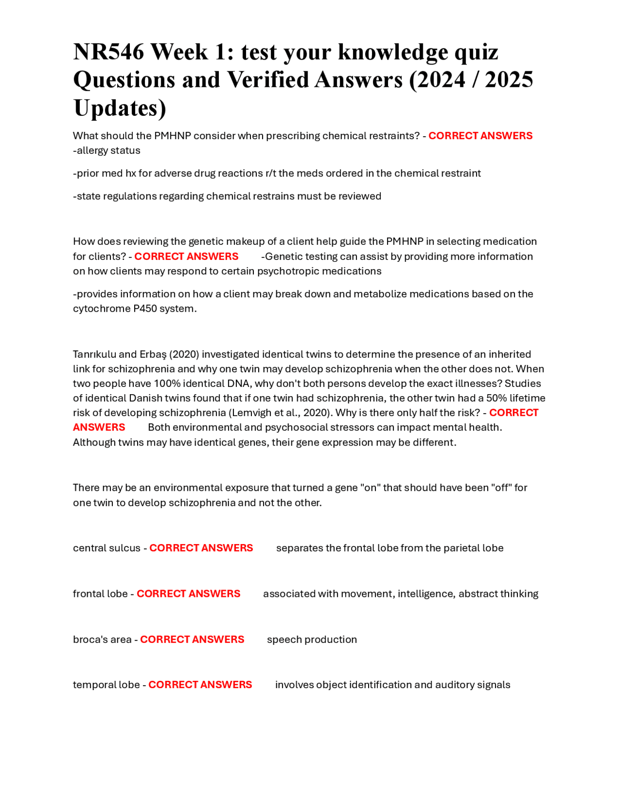 NR546 Week 1: test your knowledge quiz Questions and Verified Answers ...