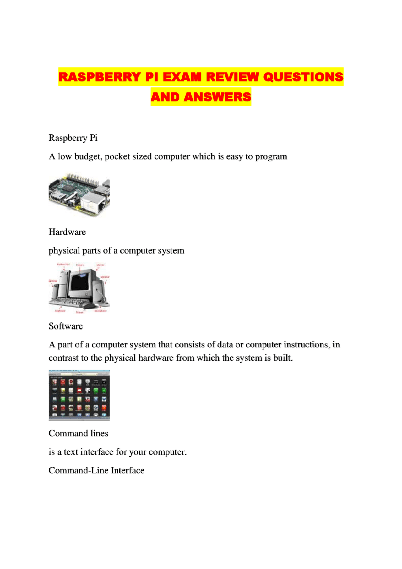 Raspberry Pi Exam Review Questions and Answers | Exams Computer Science ...