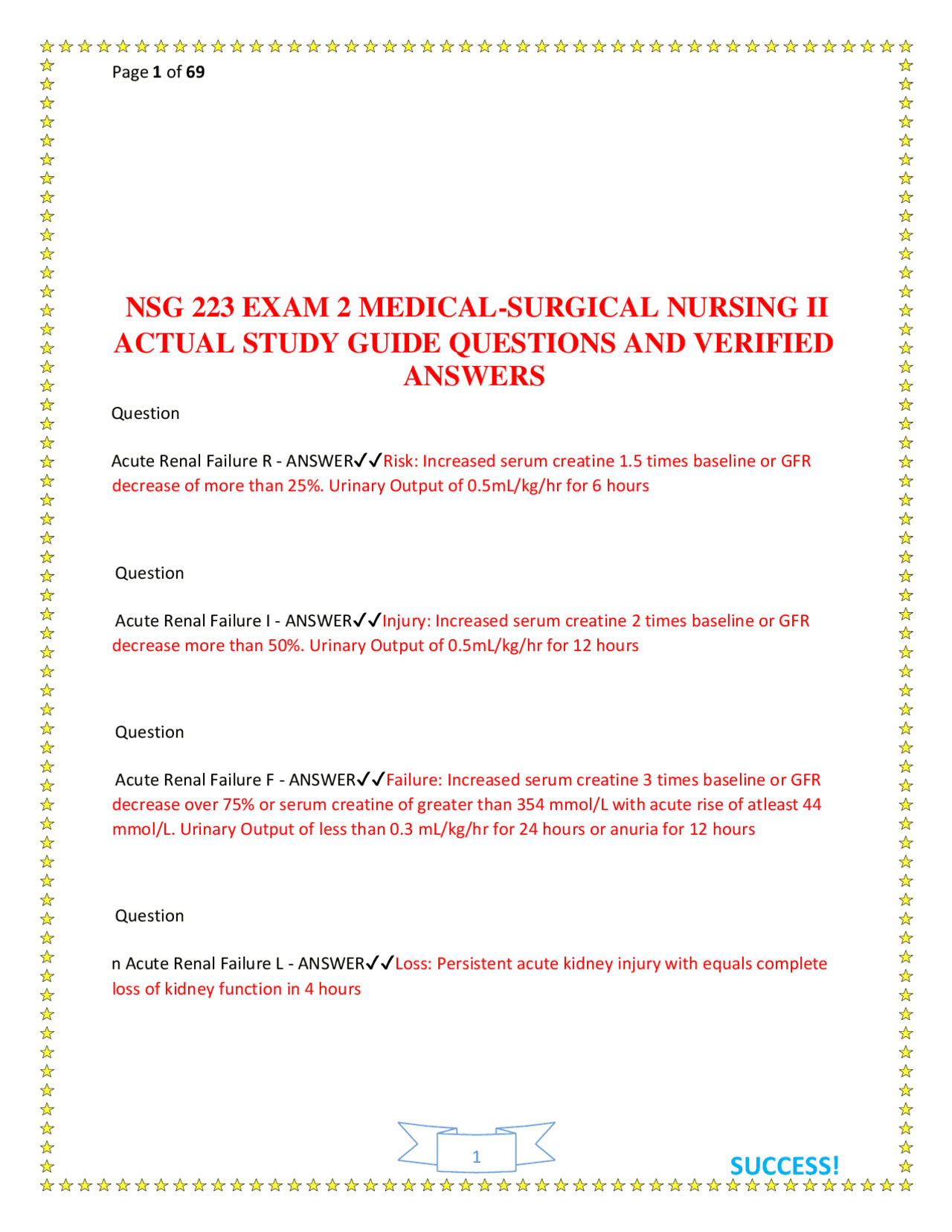 NSG 223 Exam 2 Medical-Surgical Nursing II: Study Guide Questions and ...