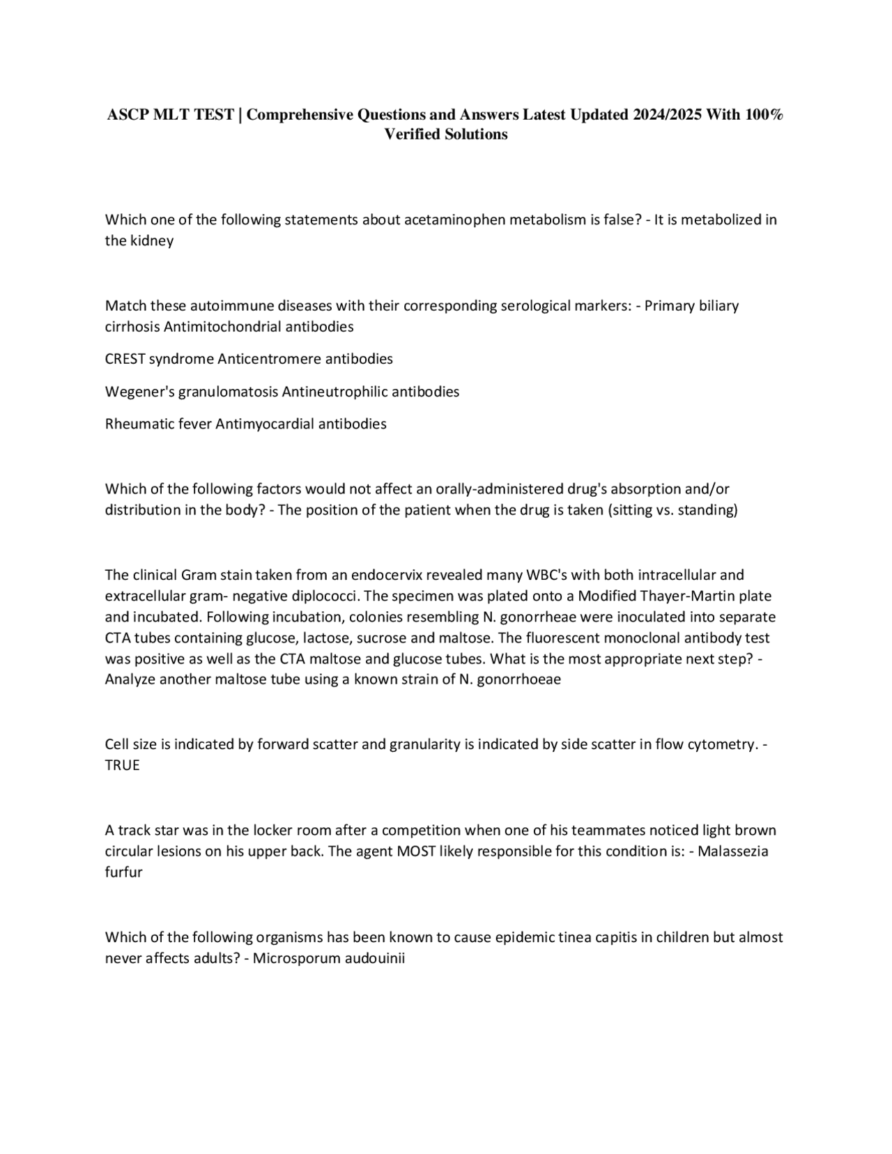 Mlt Comprehensive Exam Question Examples ASCP MLT Exam Preparation: Comprehensive Questions and Answers | Exams ...