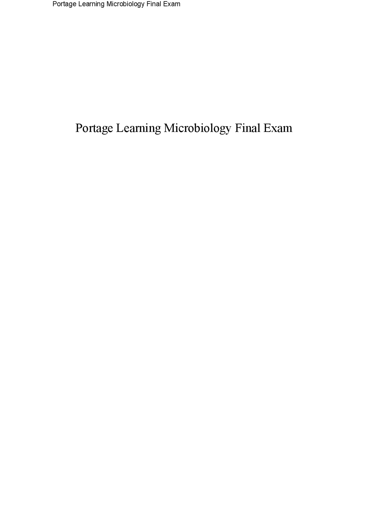 Portage Learning Microbiology Final Exam All Correct Answers | Exams ...