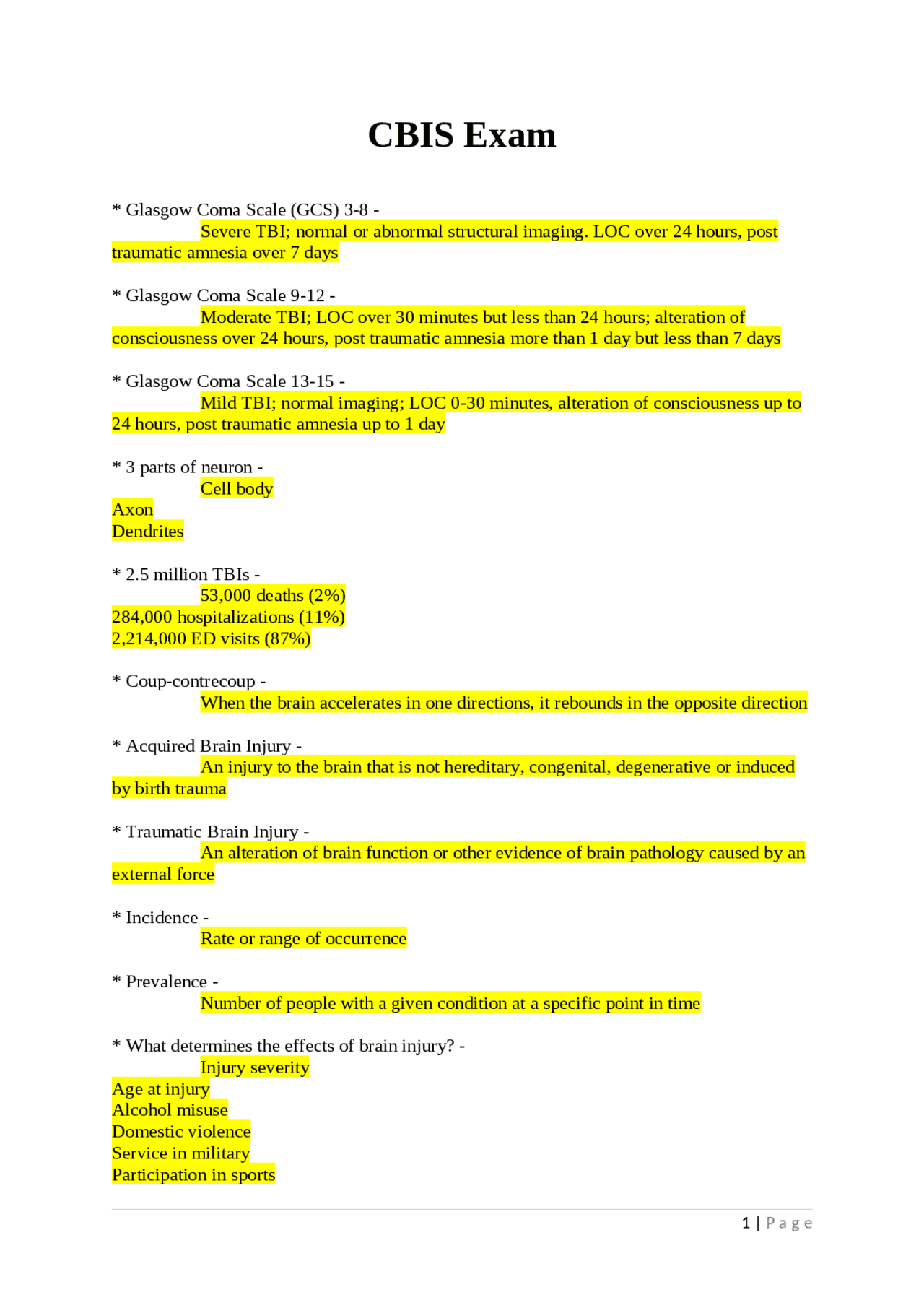 CBIS Exam CBIS Exam CBIS Exam CBIS Exam | Exams Nursing | Docsity