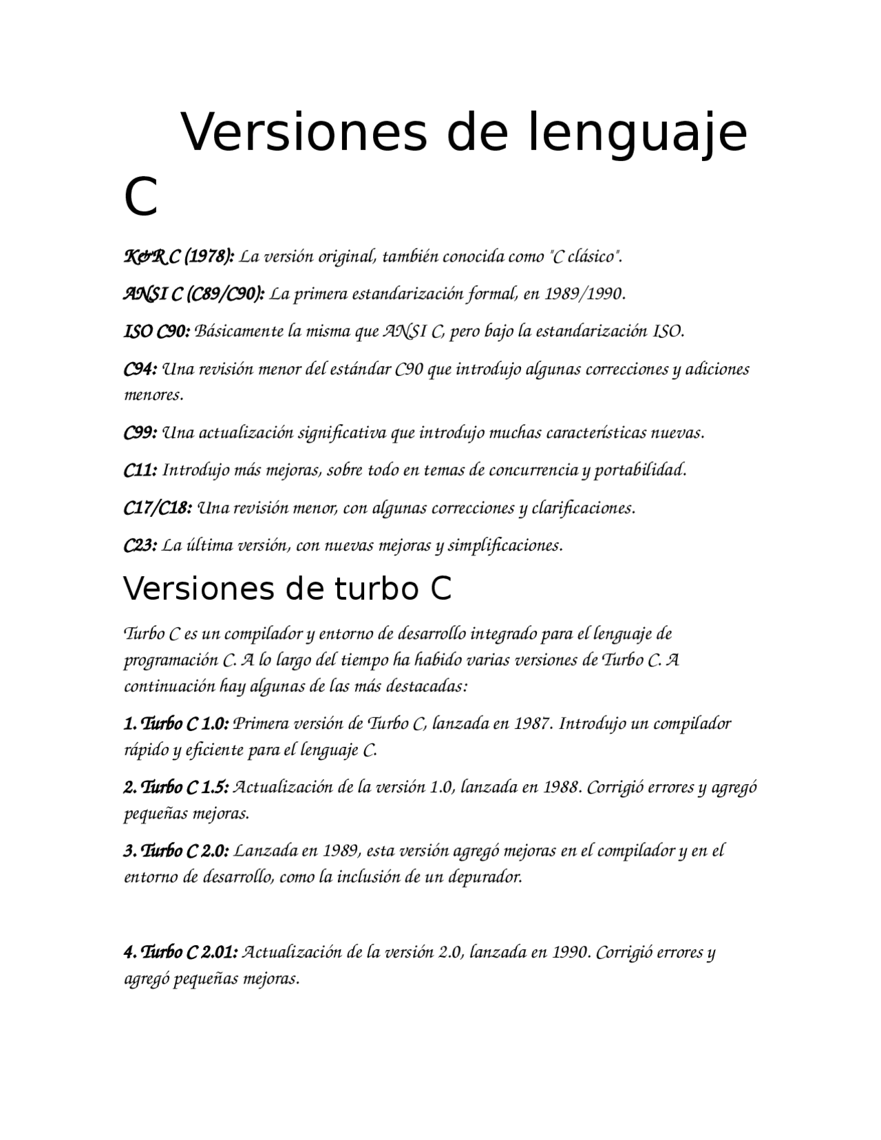 Versiones del programa turbo C++ | Cheat Sheet Law | Docsity