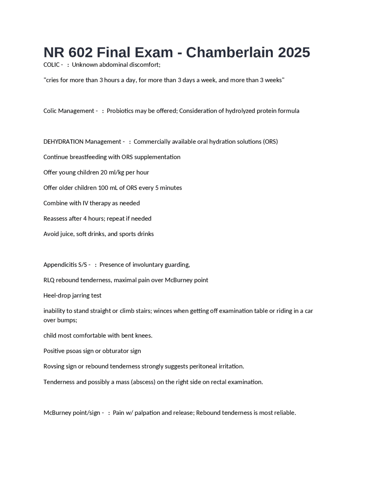 NR 602 Final Exam - Chamberlain 2025. 105 questions and answers | Exams ...