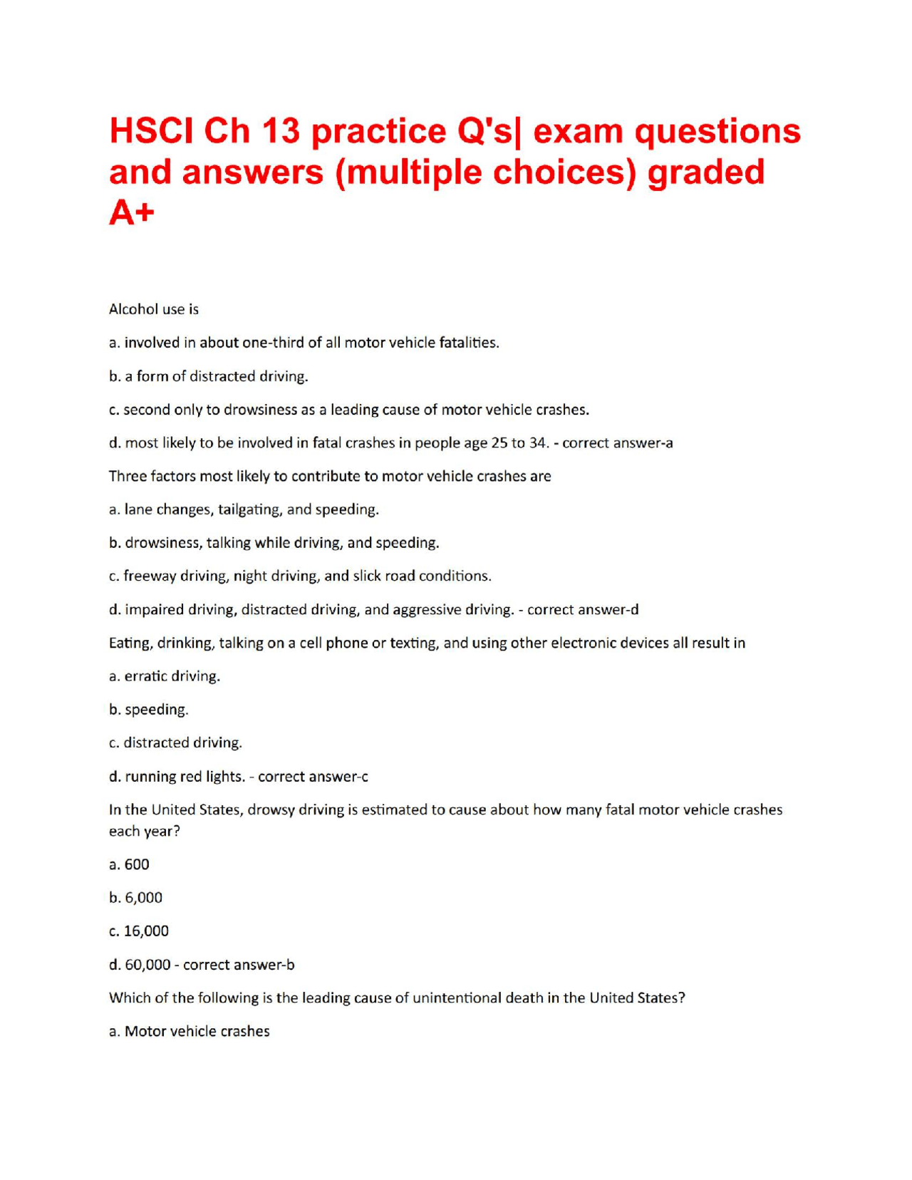 HSCI Ch 13 practice Q's exam questions and answers(multiple choices ...