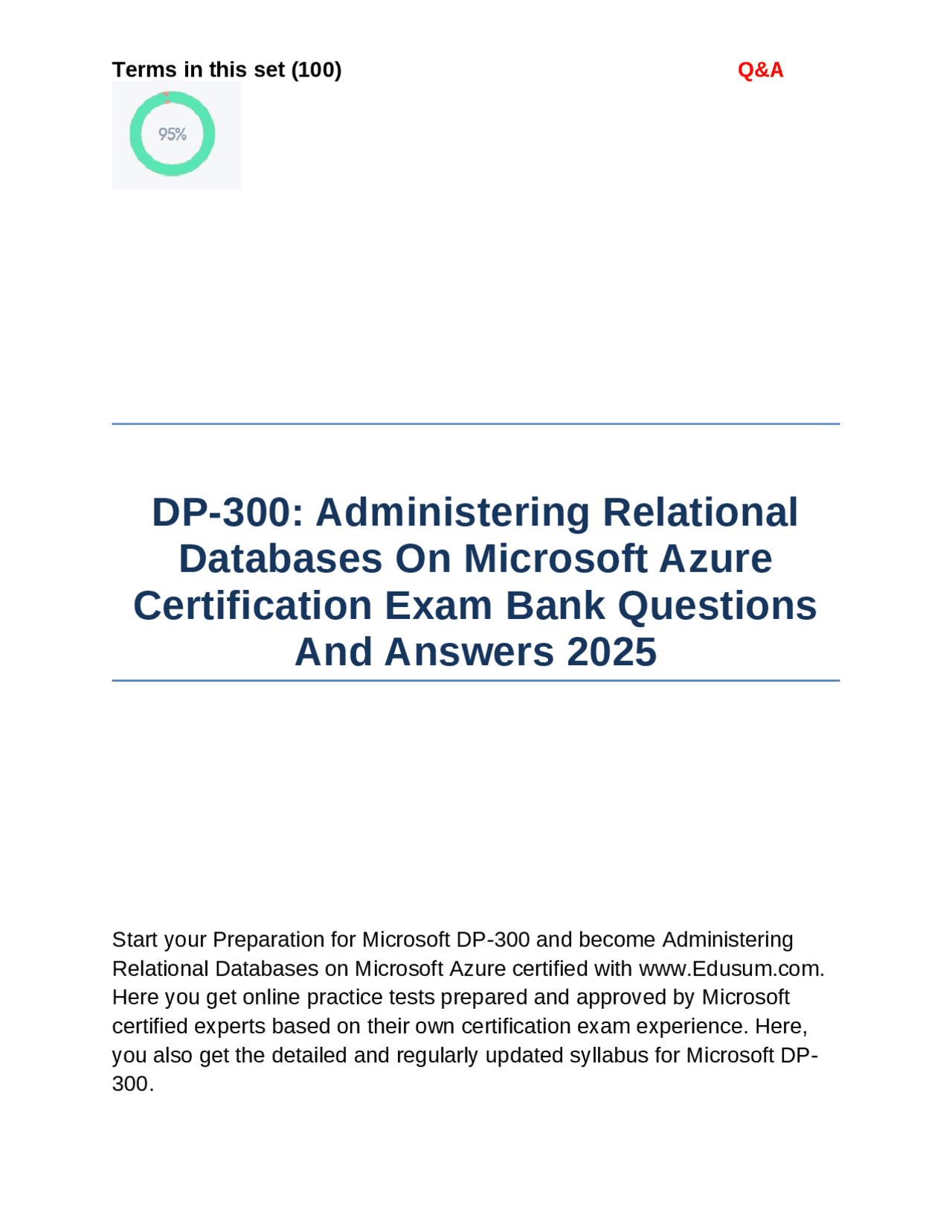 Microsoft DP-300 Azure Relational Database Admin Exam Prep | Exams ...