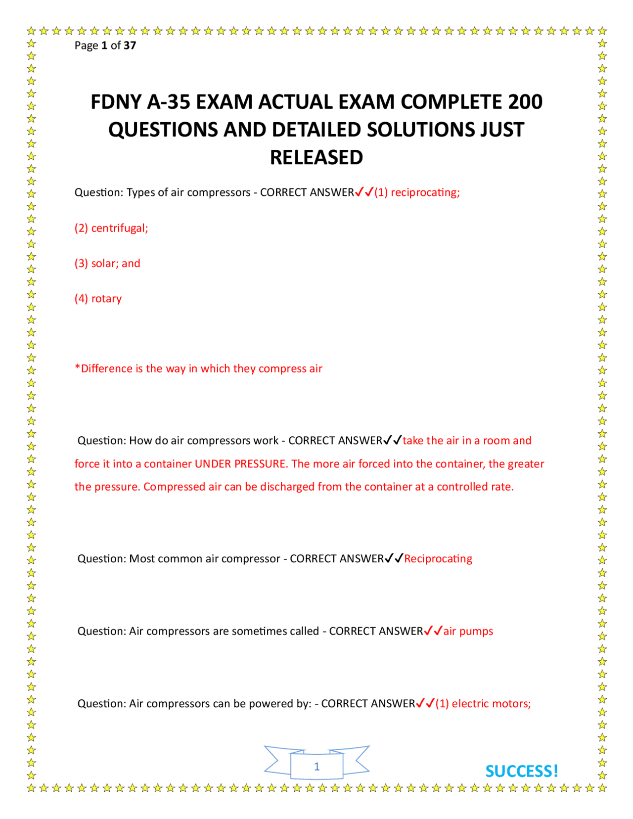 Fdny A 35 Exam Actual Exam Complete 200 Questions And Detailed