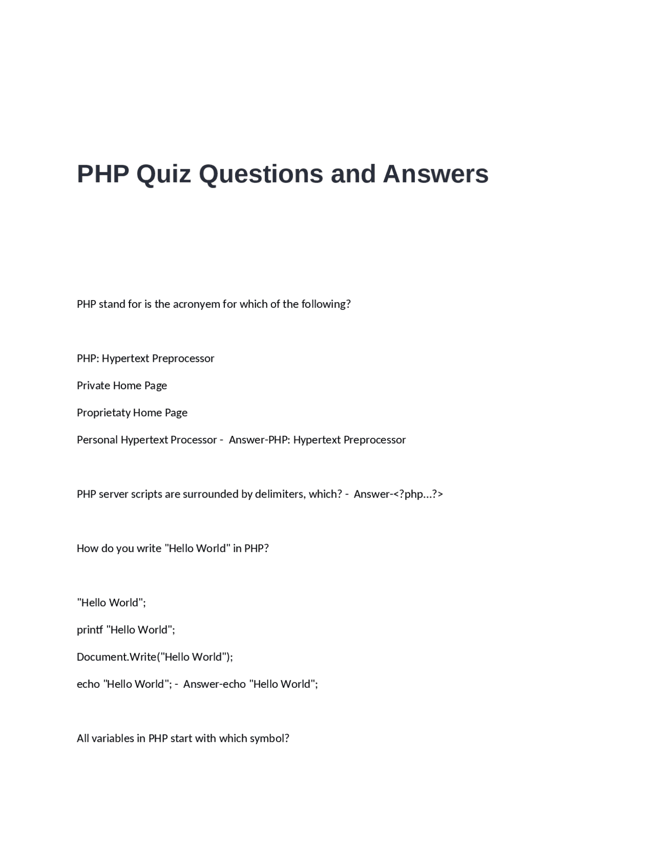PHP Quiz Questions and Answers: Test Your Knowledge of PHP Fundamentals ...