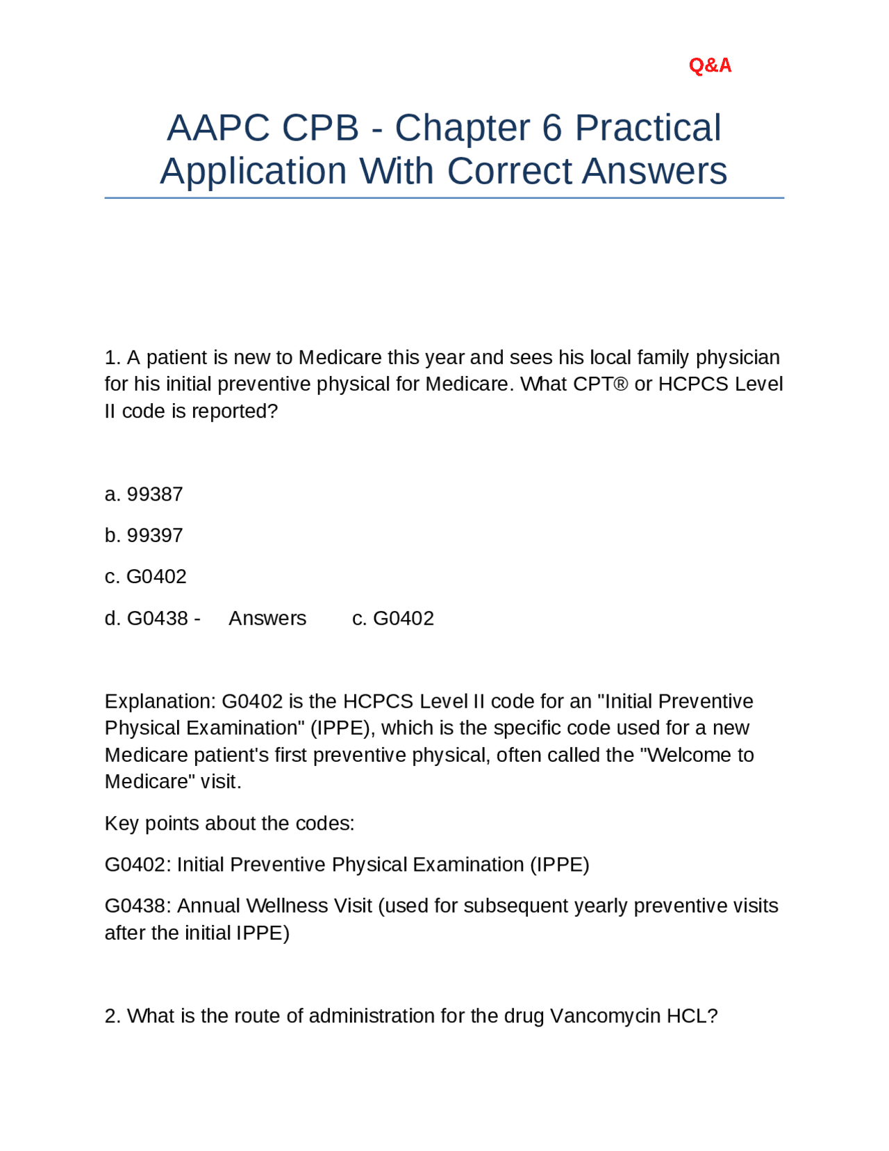Aapc cpb chapter 6 practical application with correct answers exams