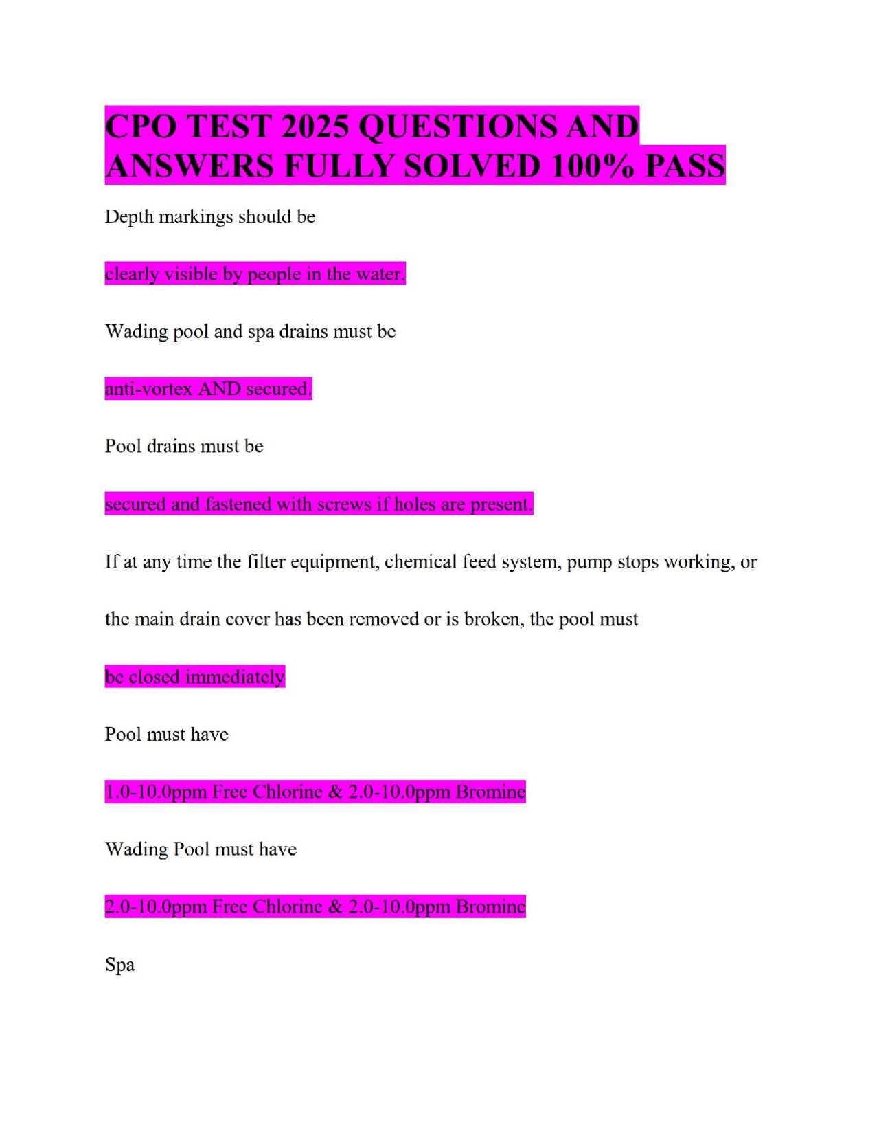 CPO TEST 2025 QUESTIONS AND ANSWERS FULLY SOLVED 100% PASS | Exams ...