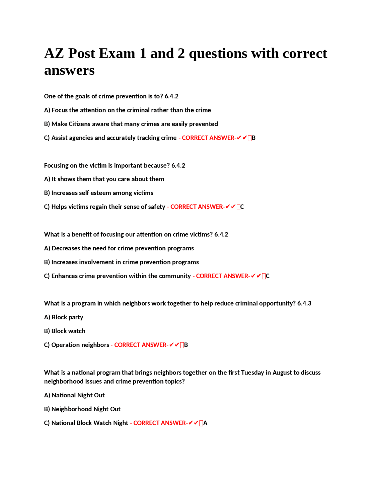 Azpost Module 1 AZ Post Exam 1 and 2 questions with correct answers. | Exams Community ...