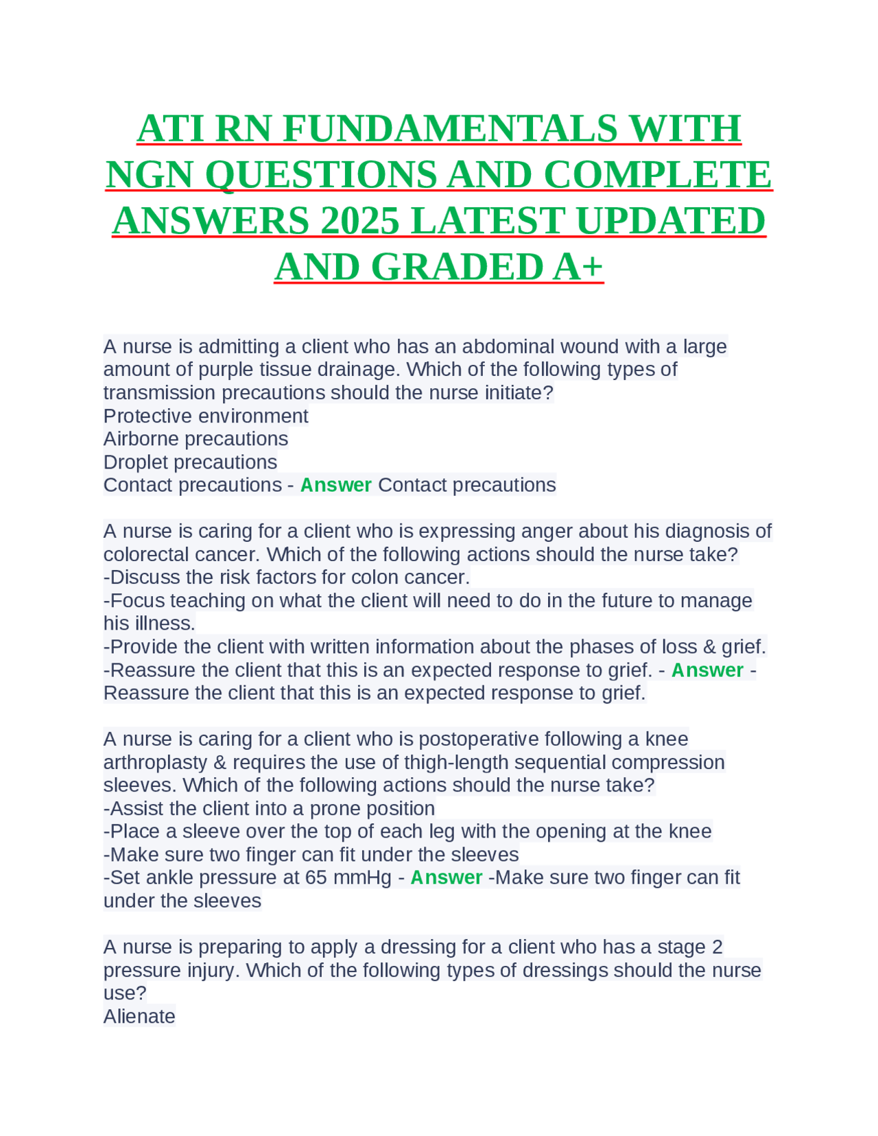ATI RN FUNDAMENTALS WITH NGN QUESTIONS AND COMPLETE ANSWERS 2025 LATEST ...