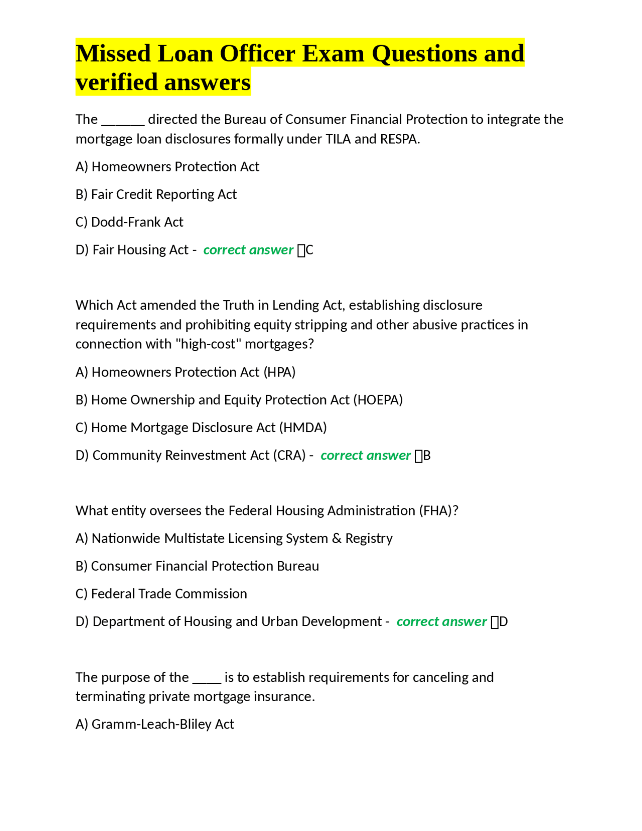Loan Officer Exam Questions and Answers: A Comprehensive Guide to Mortgage Regulations | Exams ...