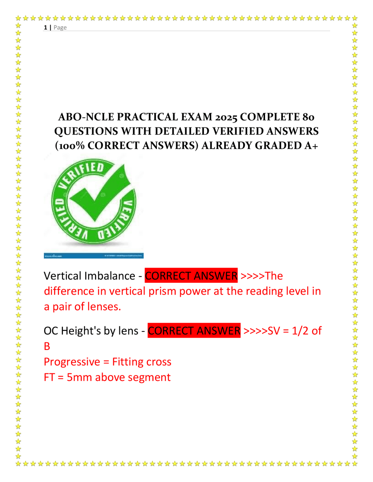 ABO-NCLE PRACTICAL EXAM 2025 COMPLETE 80 QUESTIONS WITH DETAILED ...