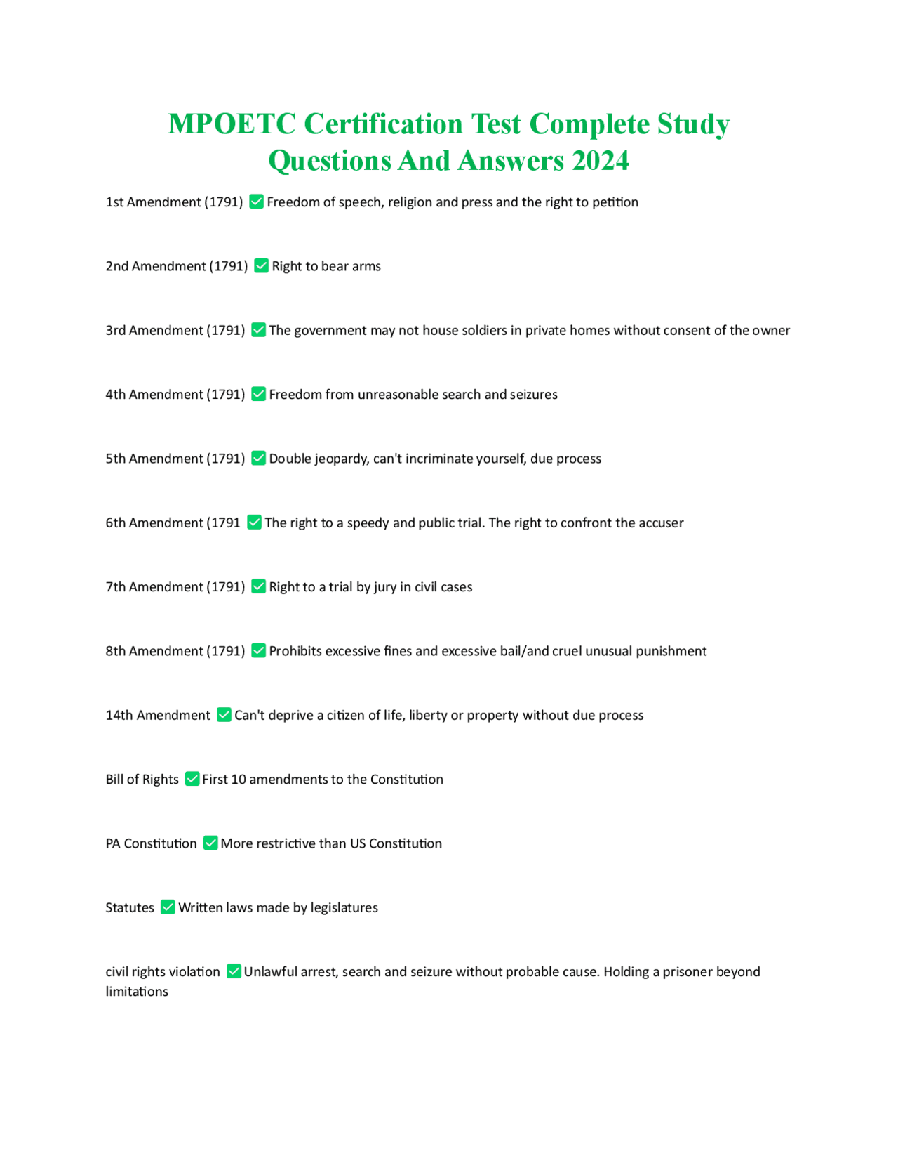 MPOETC Certification Test Complete Study Questions And Answers 2024 ...