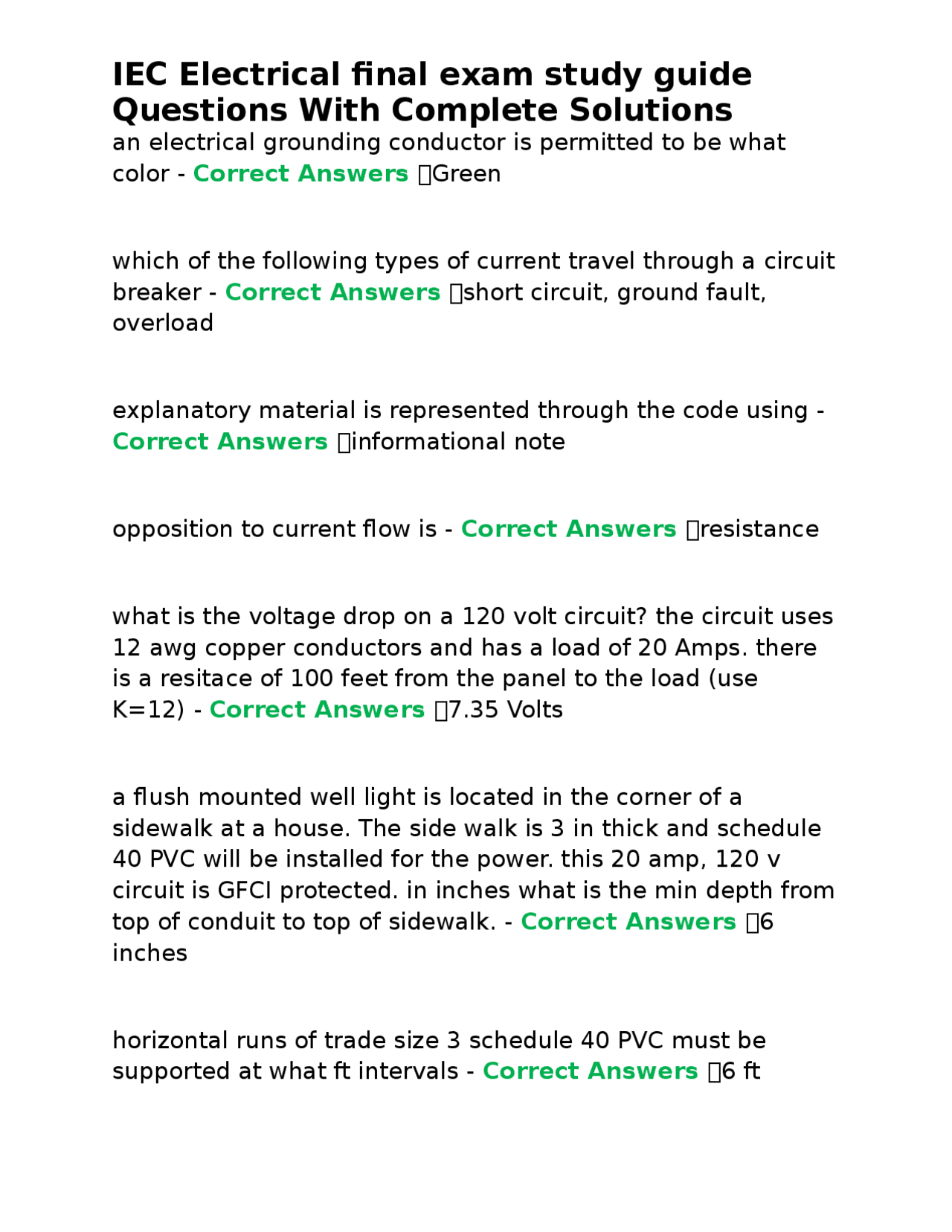 IEC Electrical final exam study guide Questions With Complete Solutions ...