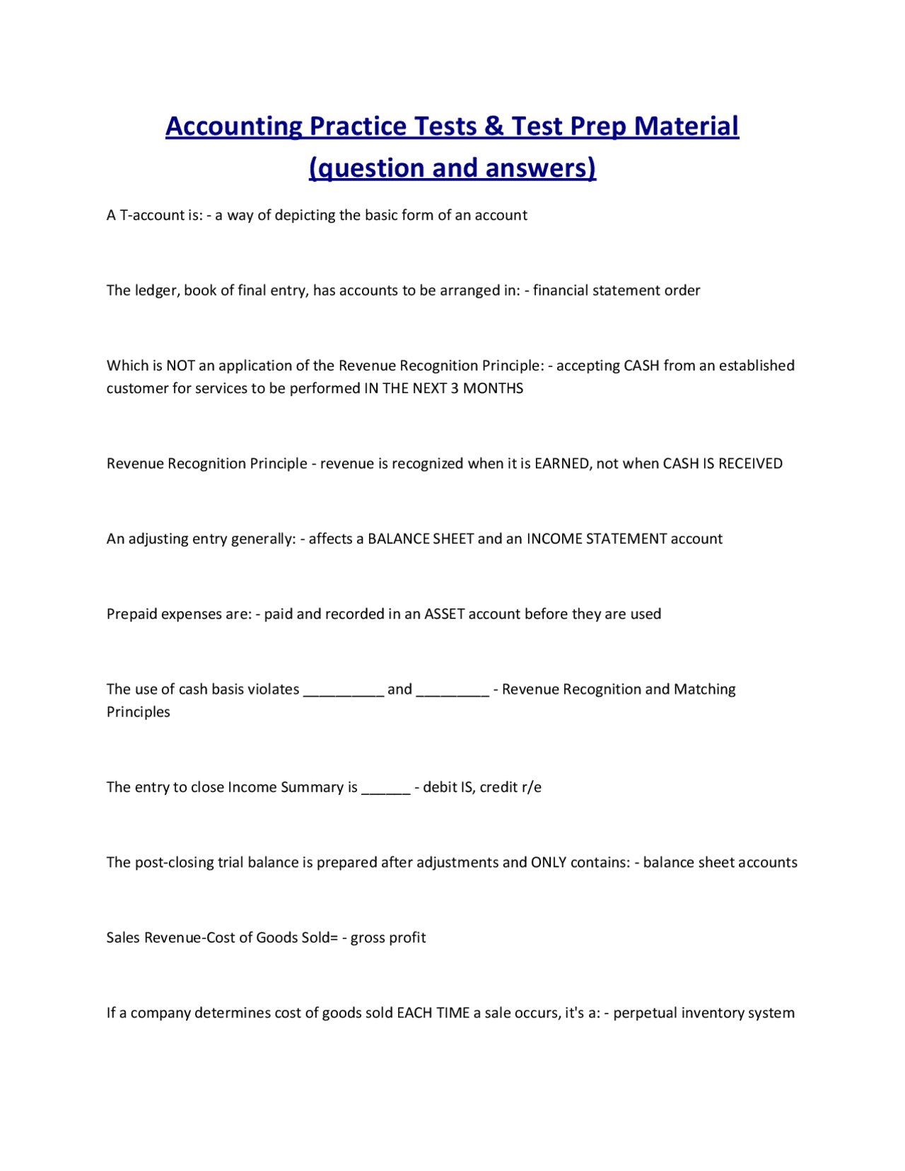 Accounting Practice Tests & Test Prep Material: Questions and Answers ...