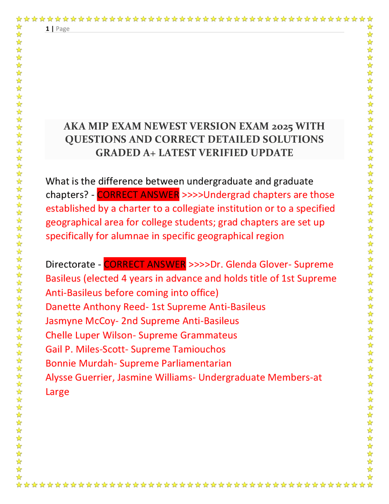 Alpha Kappa Alpha Sorority: Exam Questions and Answers | Exams Nursing ...